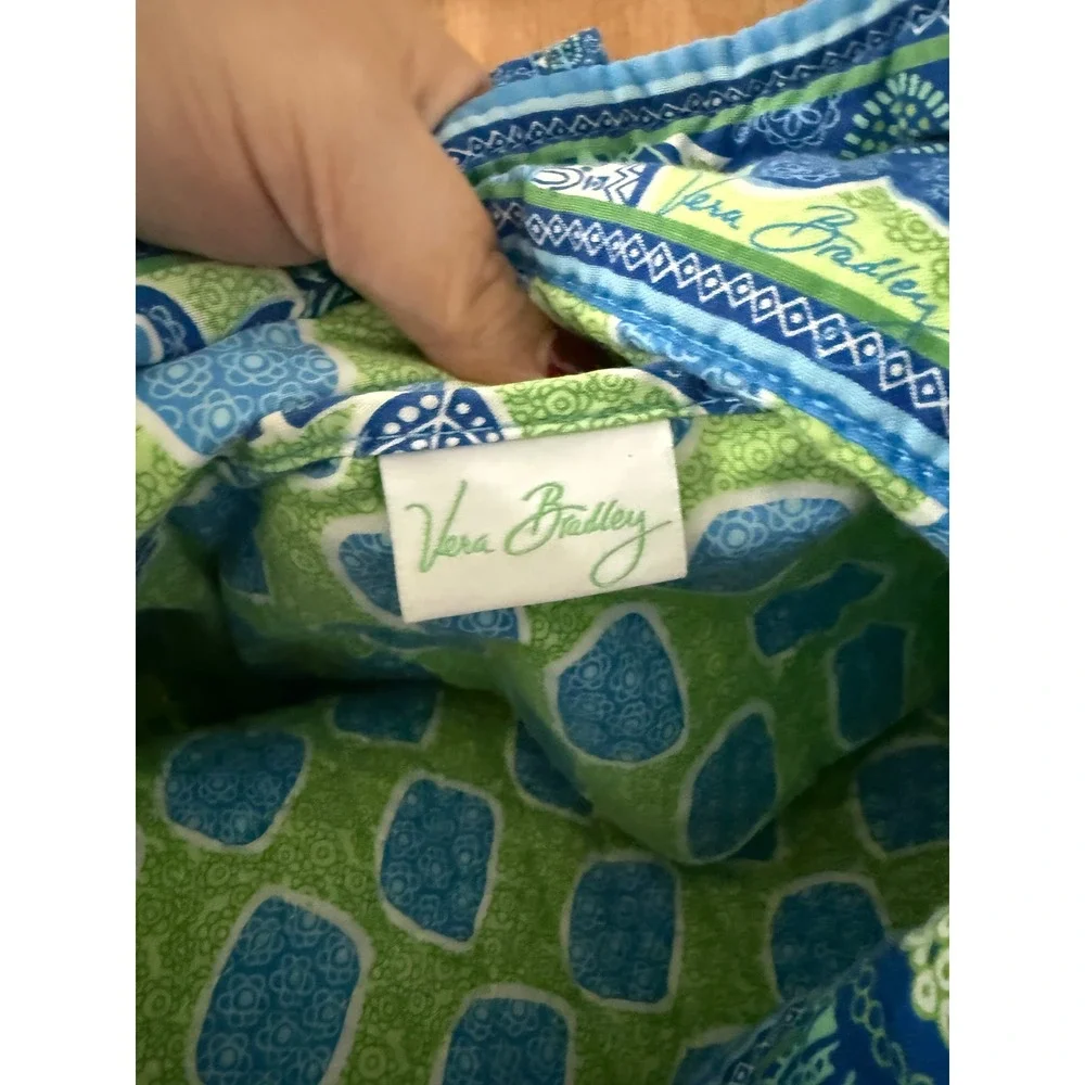Vera Bradley Doodle Daisy Blue Green Quilted Cotton Floral Tote Shoulder bag